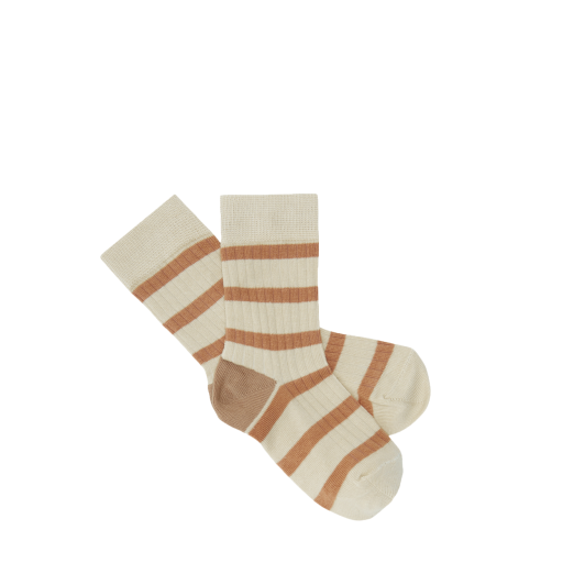 Kinderschoen online FUB korte kousen Abrikooskleurige gestreepte sokken Fub