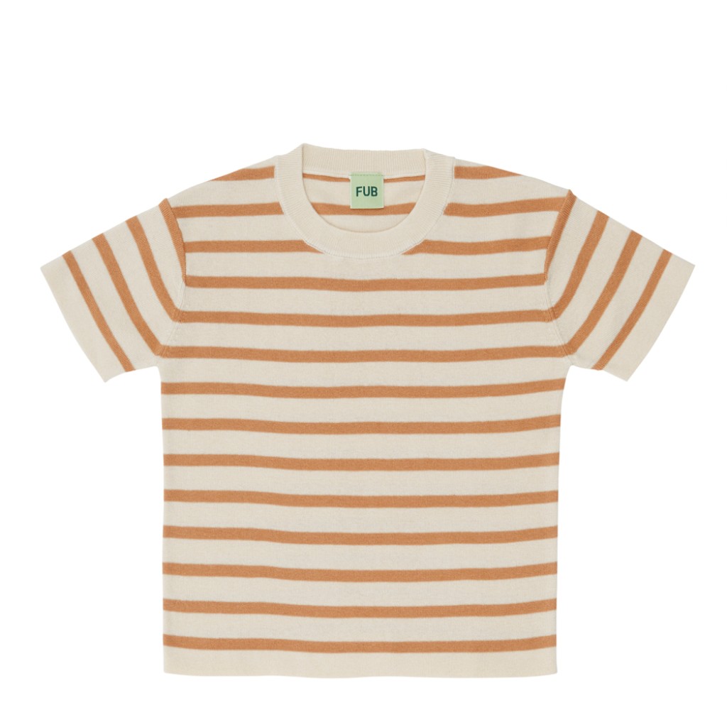 FUB - Ecru orange striped T-shirt