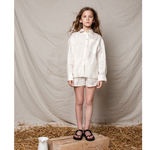 Kinderschoen online Unlabel tops Ecru linnen blouse Unlabel