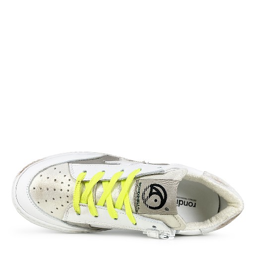 Rondinella trainer Low white sneaker with silver and fluo