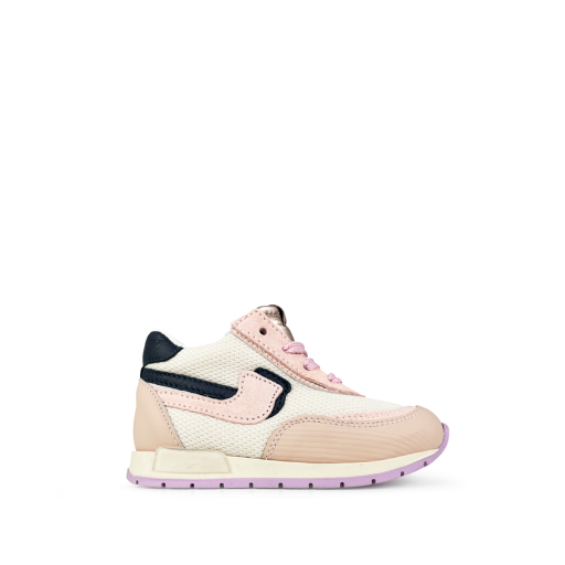 Kids shoe online Rondinella trainer Beige sneaker with pink