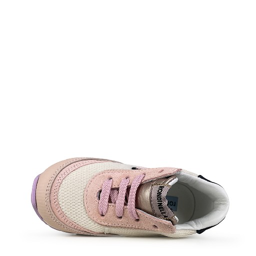 Rondinella sneaker Beige sneaker met roze