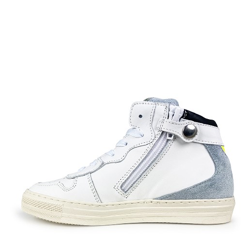 Rondinella trainer Semi-high white sneaker with blue and green