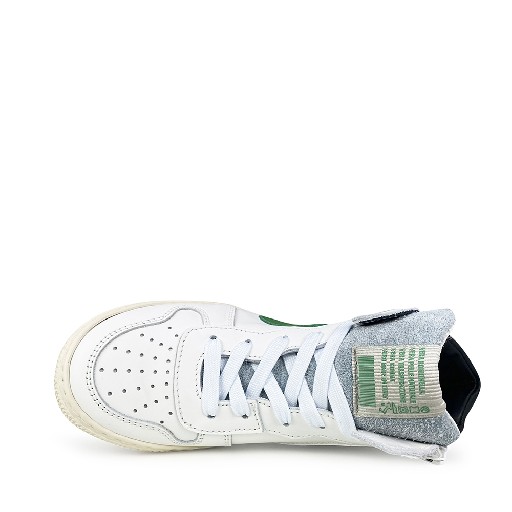 Rondinella trainer Semi-high white sneaker with blue and green