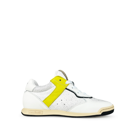 Kids shoe online Rondinella trainer White sneaker with yellow accents