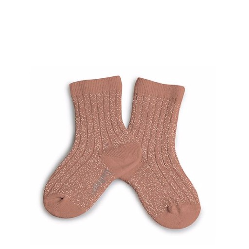 Kids shoe online Collegien short socks Shiny dark pink sock with silver speckle - Sorbet