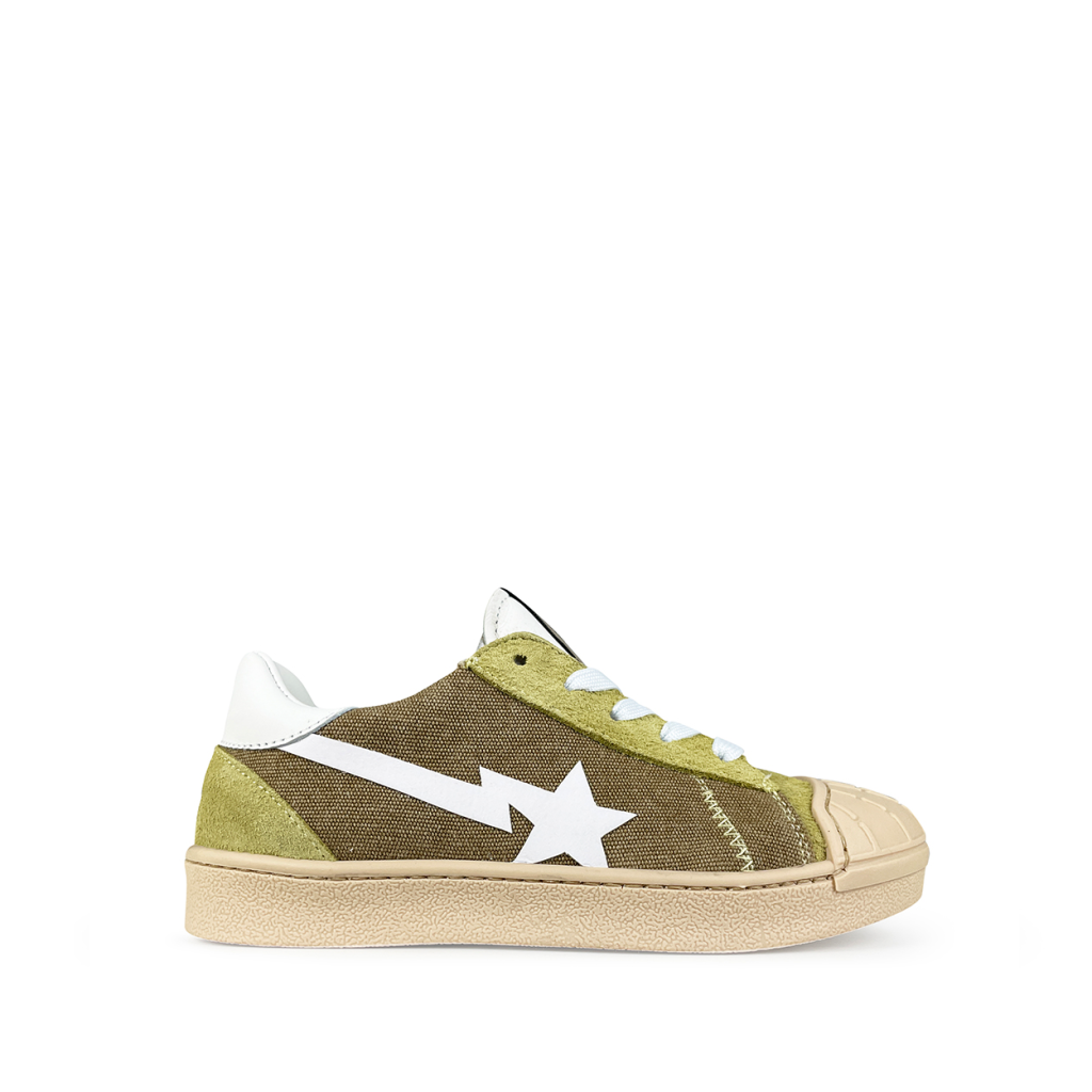 Rondinella - Low green sneaker with white