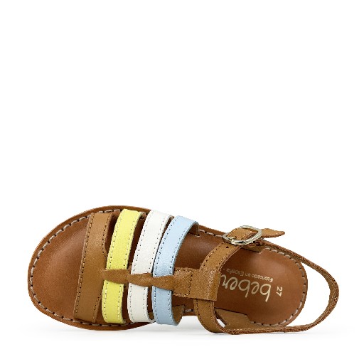 Beberlis sandalen Bruine sandaal met multicolor bandjes