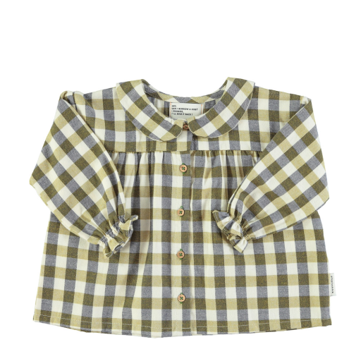 Kinderschoen online Piupiuchick blouses Fijn geruite peter pan blouse
