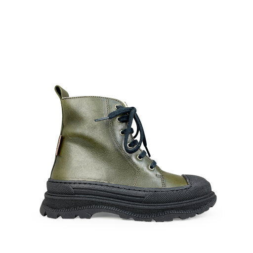 Kids shoe online Angulus short boots half high boot in olive color