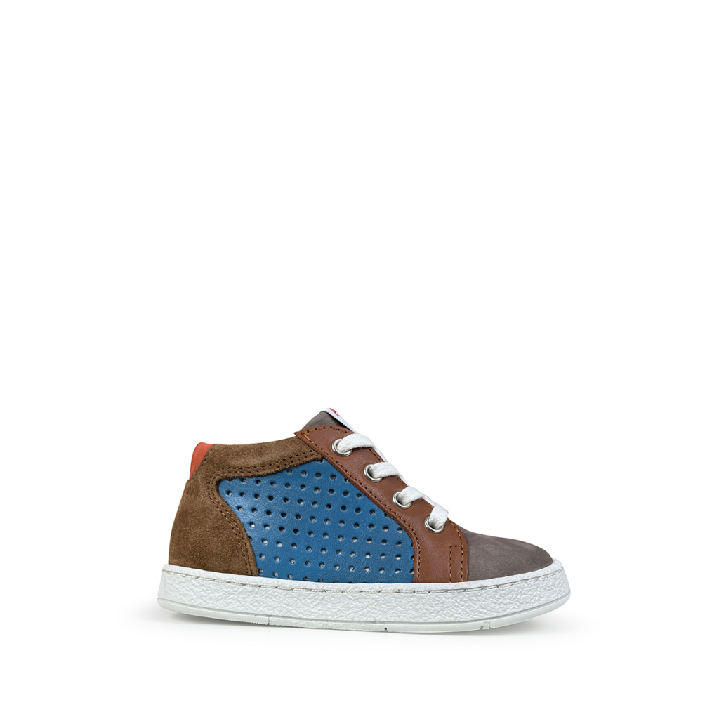 Pom d'api - Blue sneaker with shades of brown