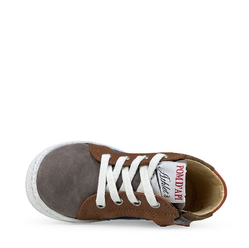 Pom d'api first walkers Blue sneaker with shades of brown