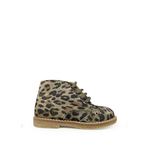 Kids shoe online Gallucci first walkers Small lace leopard boot with brogues