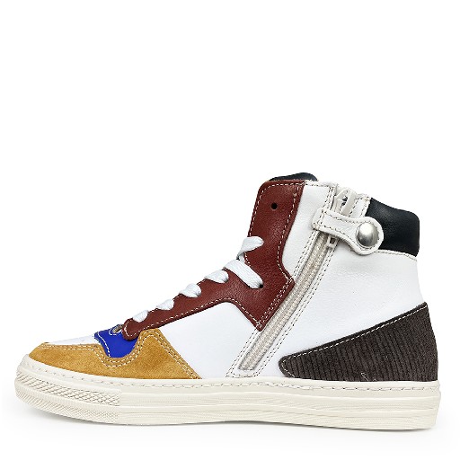 Rondinella trainer Semi-high white sneaker with brown