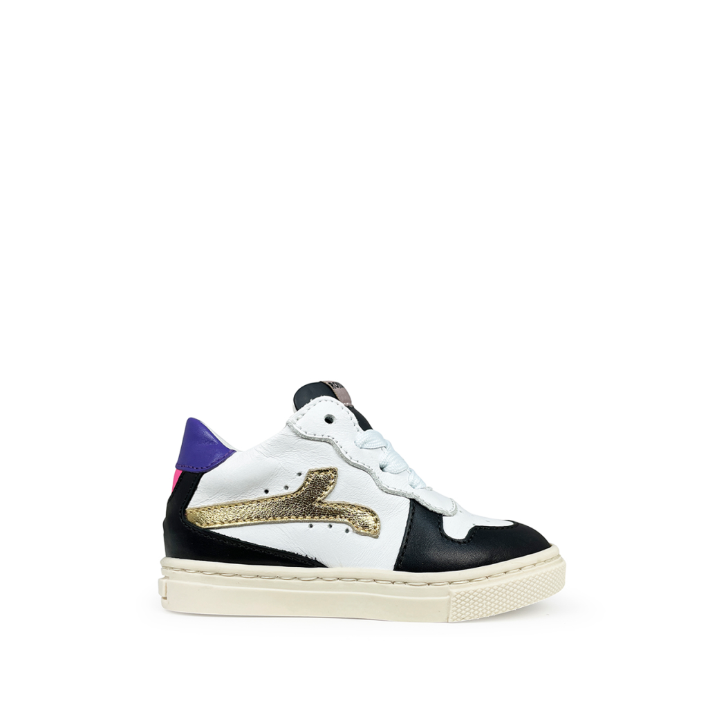 Rondinella - Low white sneaker with black and gold