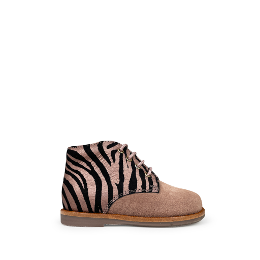 Kinderschoen online Beberlis eerste stappers Eerste stapper in bruin en roze zebra