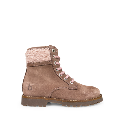 Kids shoe online Beberlis Boots Pink lace boot with wool border
