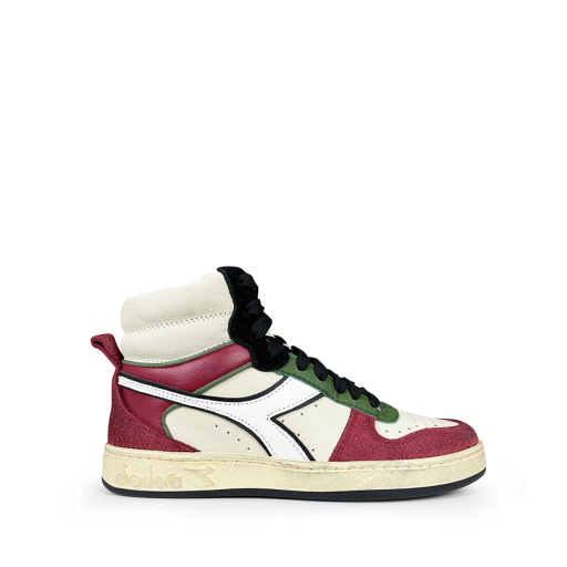 Kids shoe online Diadora trainer High beige sneakers with green and red details
