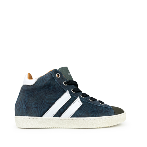 Kids shoe online Rondinella trainer Semi-high wedark blue sneaker with white