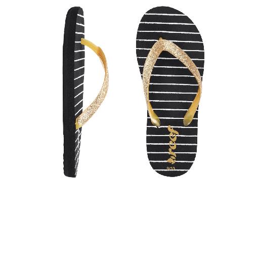 Reef slippers Black striped flip flop with golden straps