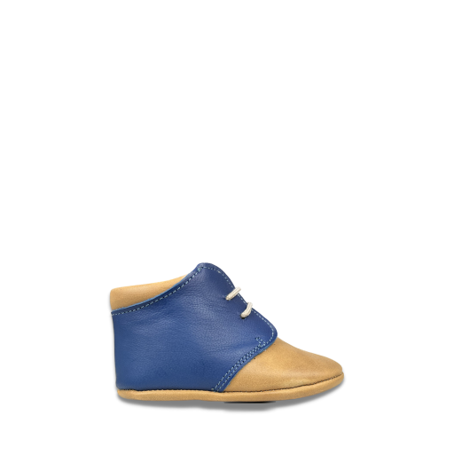 Kids shoe online Tricati pre step shoe Performance footwear in cognac and blue