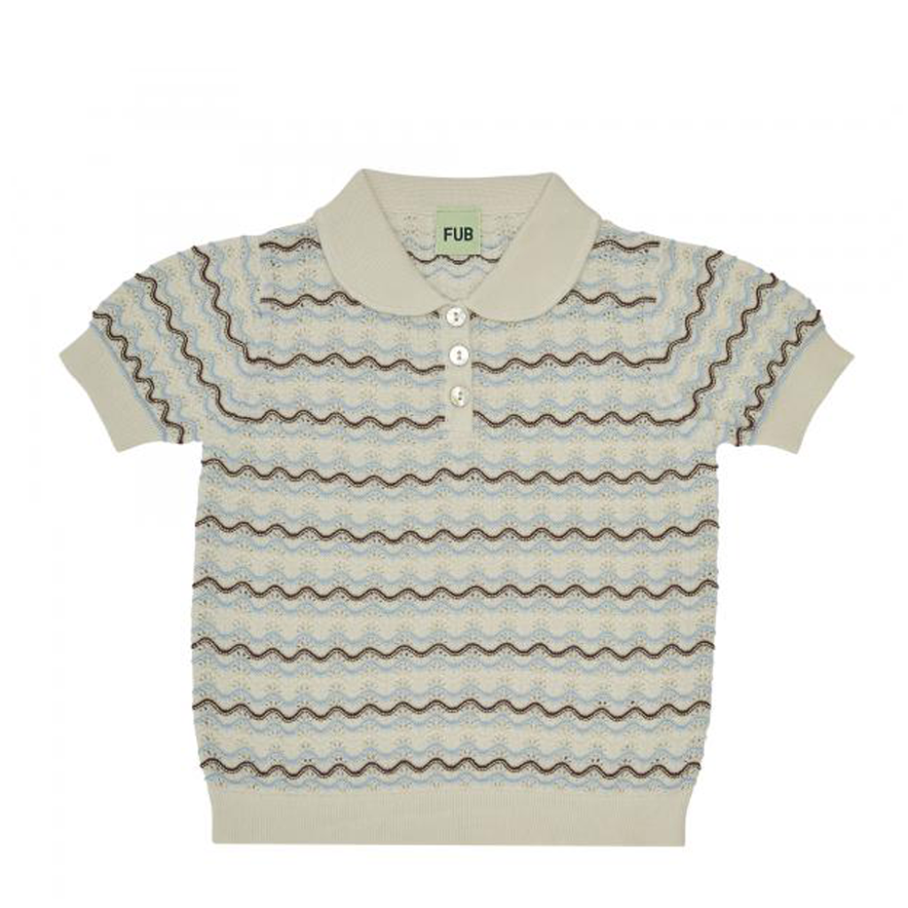 FUB - Striped polo-shirt with pointelle FUB