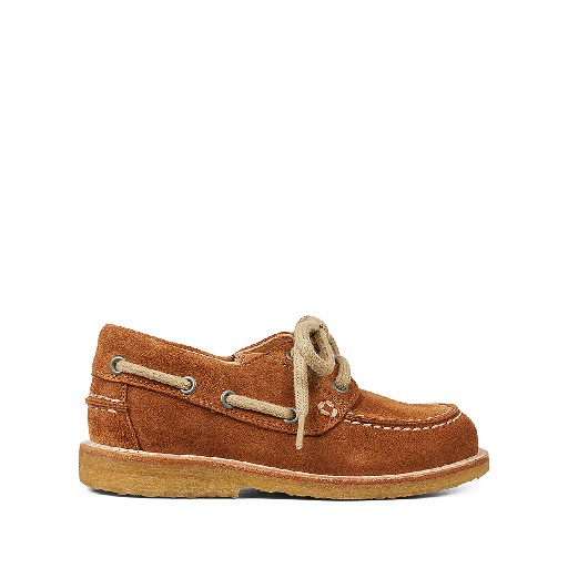 Kids shoe online Angulus lace-up shoes Lace loafer in nubuck cognac