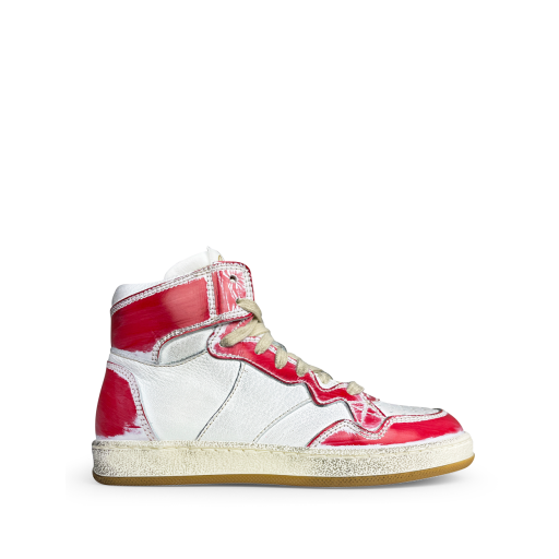 Kinderschoen online Ocra sneaker Halfhoge wit rode sneaker