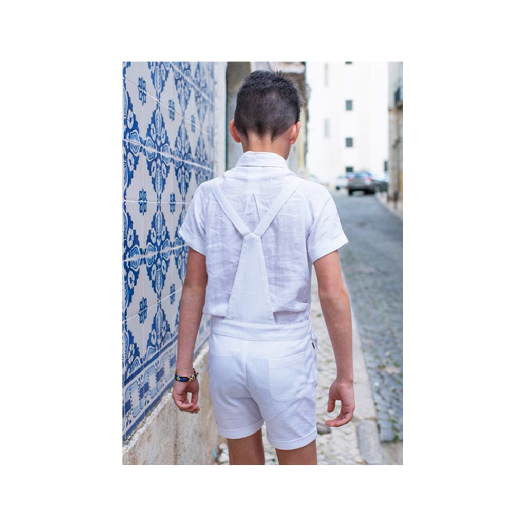 Les petits Inclassables - White linen shirt with short sleeves