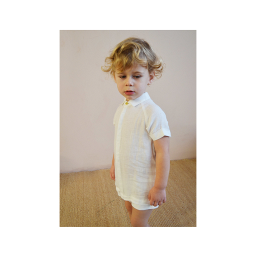 Les petits Inclassables Shirts White linen shirt with short sleeves
