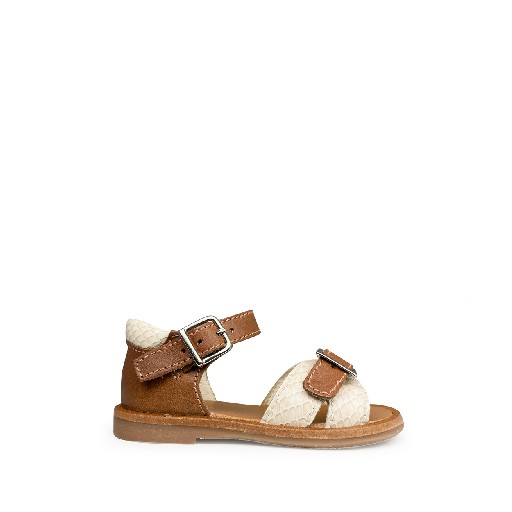 Kinderschoen online Beberlis sandalen Cognac sandaal met parelmoer