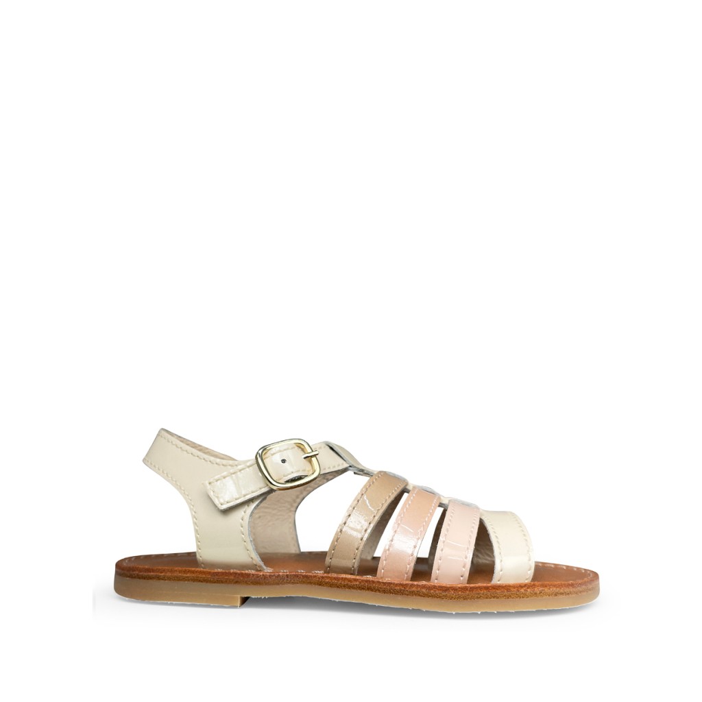 Beberlis - White sandal with multicolor bands