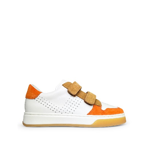 Kids shoe online Beberlis trainer White sneaker with orange