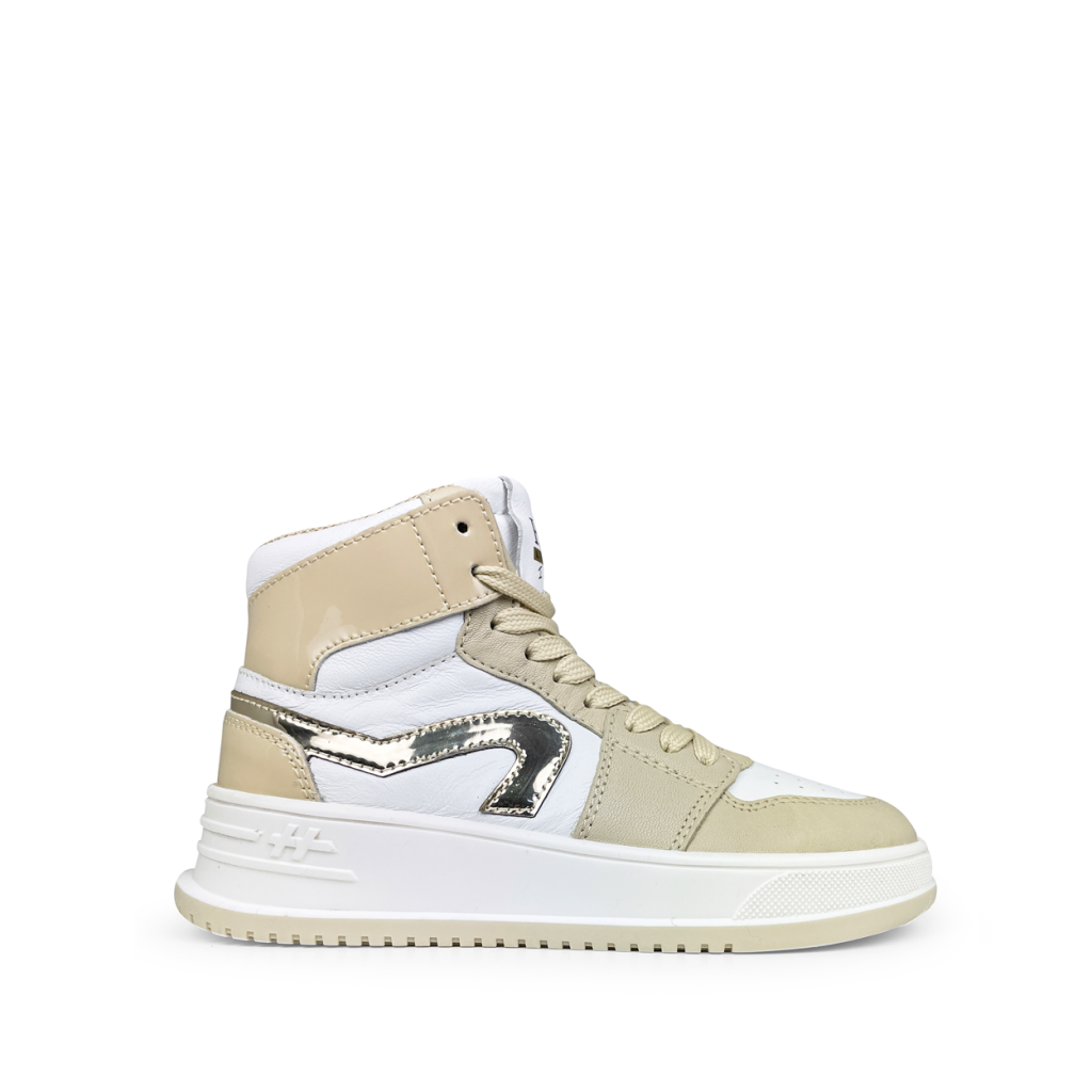 HIP - High sturdy white sneaker with beige