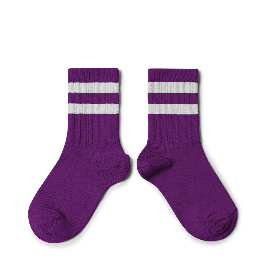 Collegien - Paarse sokken met strepen - Cyclamen