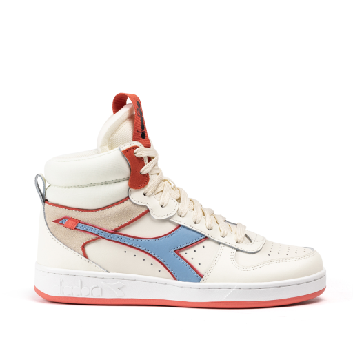 Kids shoe online Diadora trainer White sneaker with blue en red accents