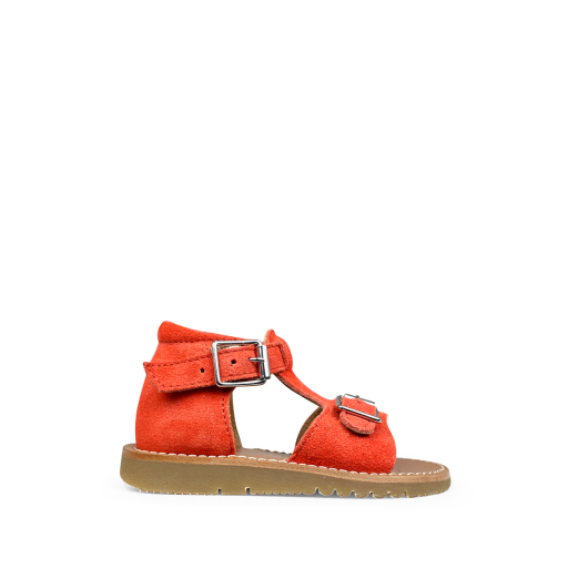 Kids shoe online Gallucci sandals Orange sandal with buckles