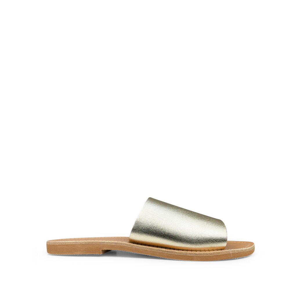 Thluto - Stylish gold leather slippers Naya