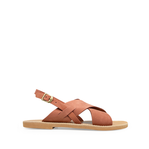 Kids shoe online Théluto sandals Brown leather slippers