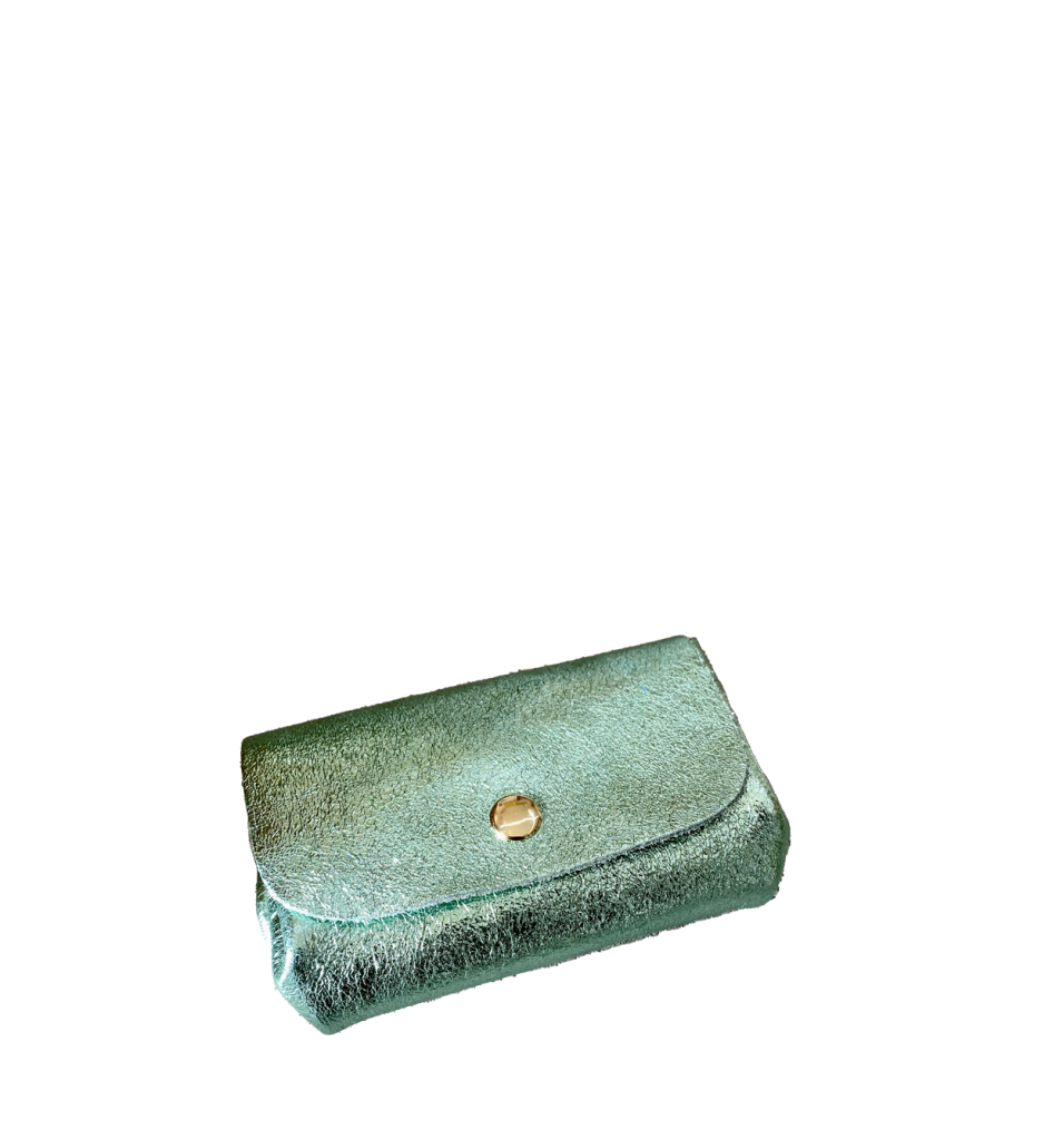 Anna Pops - Anna Pops - metallic green wallet with push button