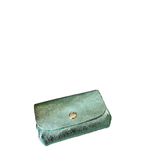 Kids shoe online Anna Pops wallet Anna Pops - metallic green wallet with push button