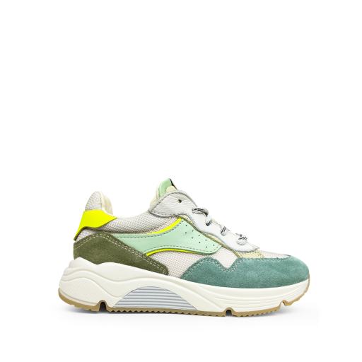 Kids shoe online Ocra trainer White and green sneaker