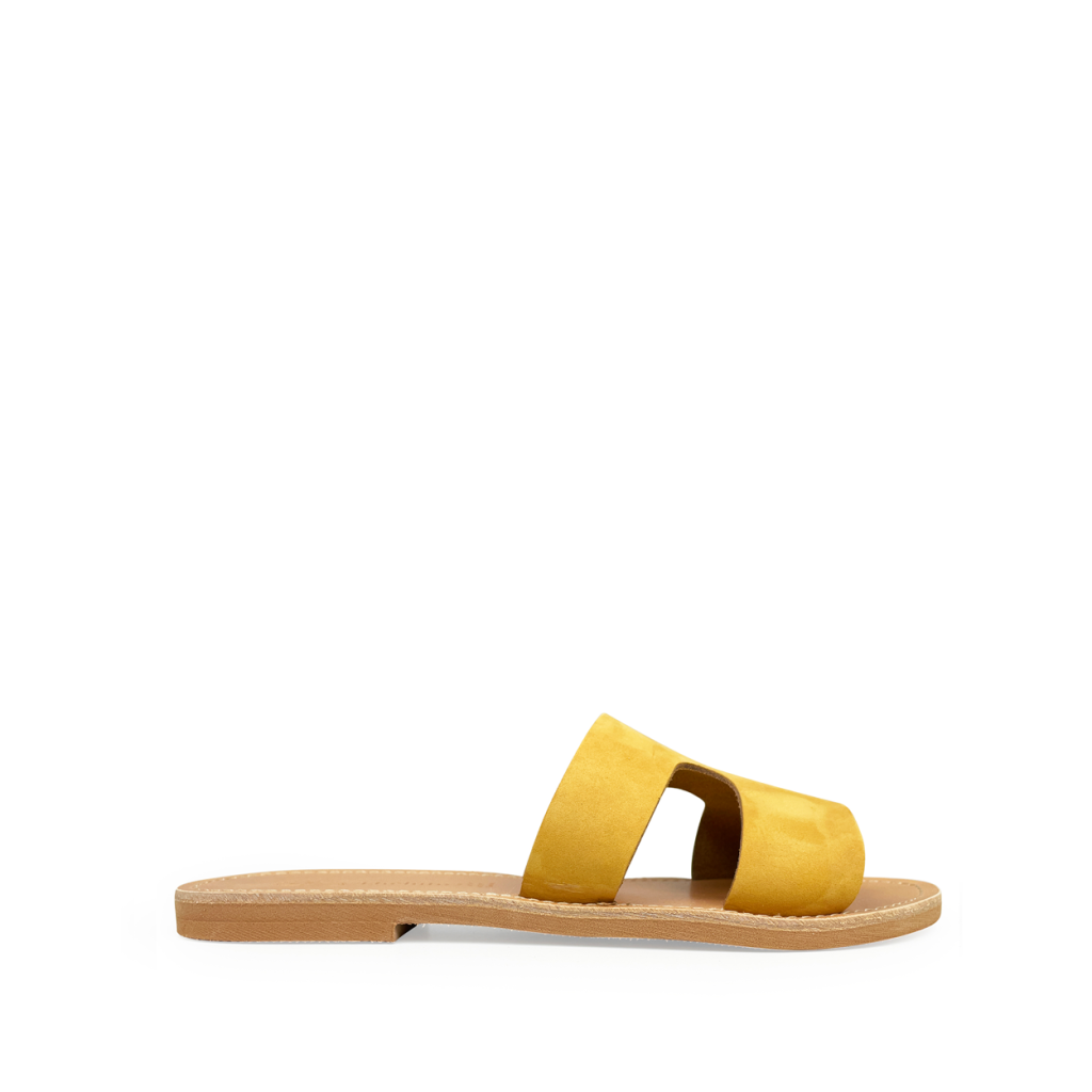Théluto - Stylish ochre leather slippers Perrine