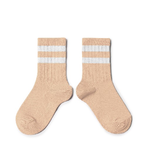 Kinderschoen online Collegien korte kousen Sokken met strepen - Sorbet
