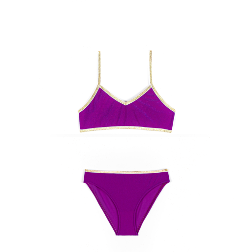 La Nouvelle Bikini Purple swimsuit with golden lining