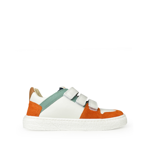 Kids shoe online Pom d'api trainer White sneaker with orange accents