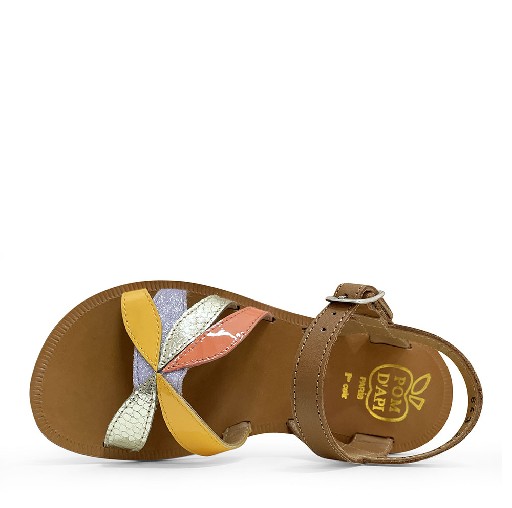 Pom d'api sandalen geel/goud Pom D'api sandaal met gekruiste bandjes