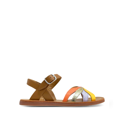 Kids shoe online Pom d'api sandals yellow/gold Pom D'api sandal with crossed straps