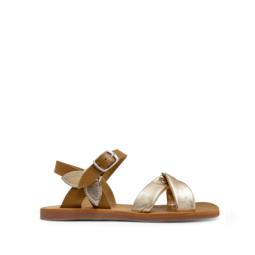 Kids shoe online Pom d'api sandals metallic pink Pom D'api cross strap sandal