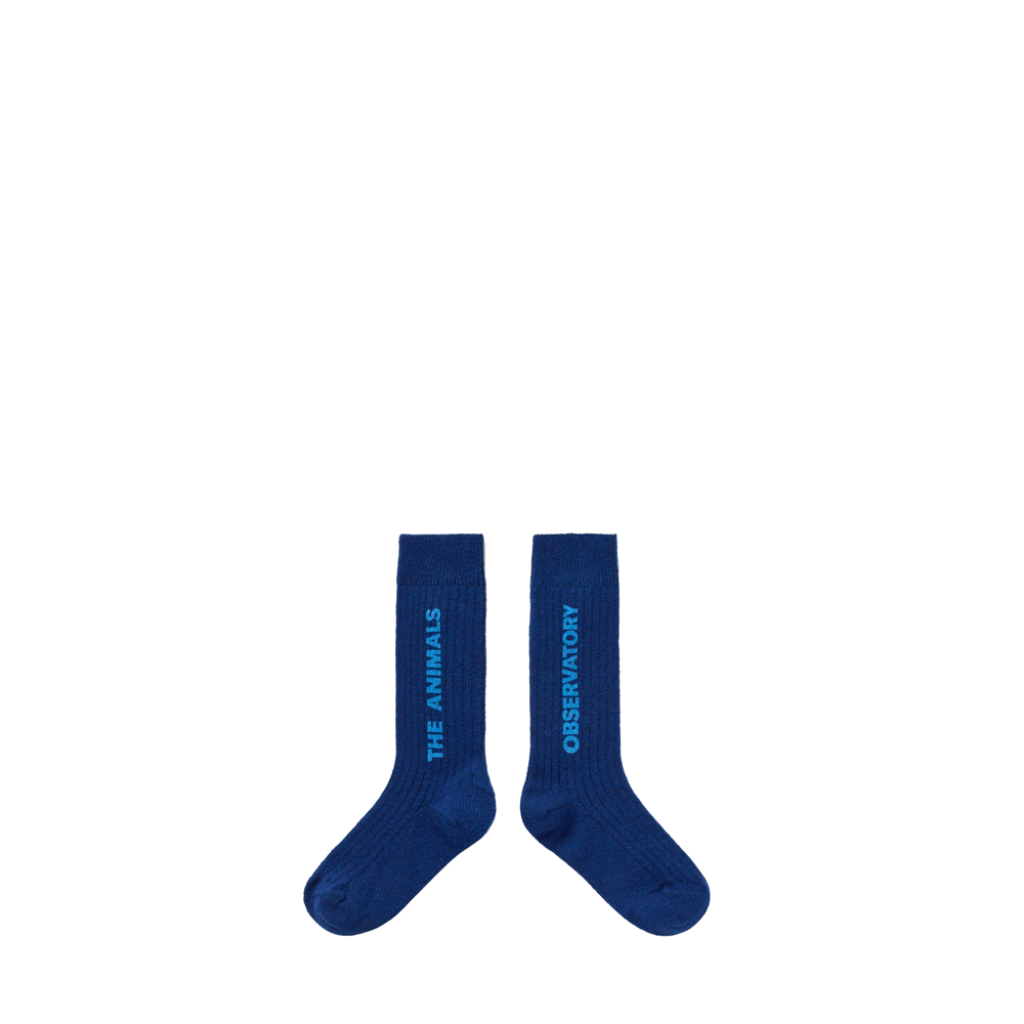 The Animals Observatory korte kousen Blauwe sokken met logo tekst